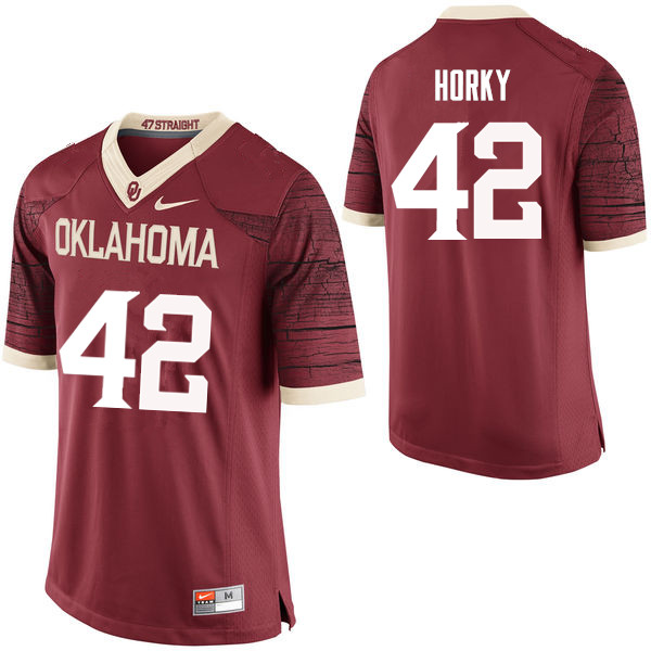 Oklahoma Sooners #42 Wesley Horky College Football Jerseys Limited-Crimson
